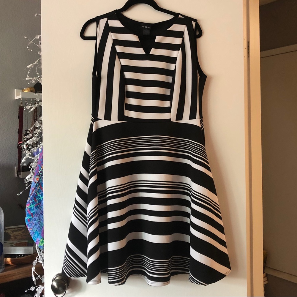 Torrid Striped Scuba Skater Dress, Sz. 1